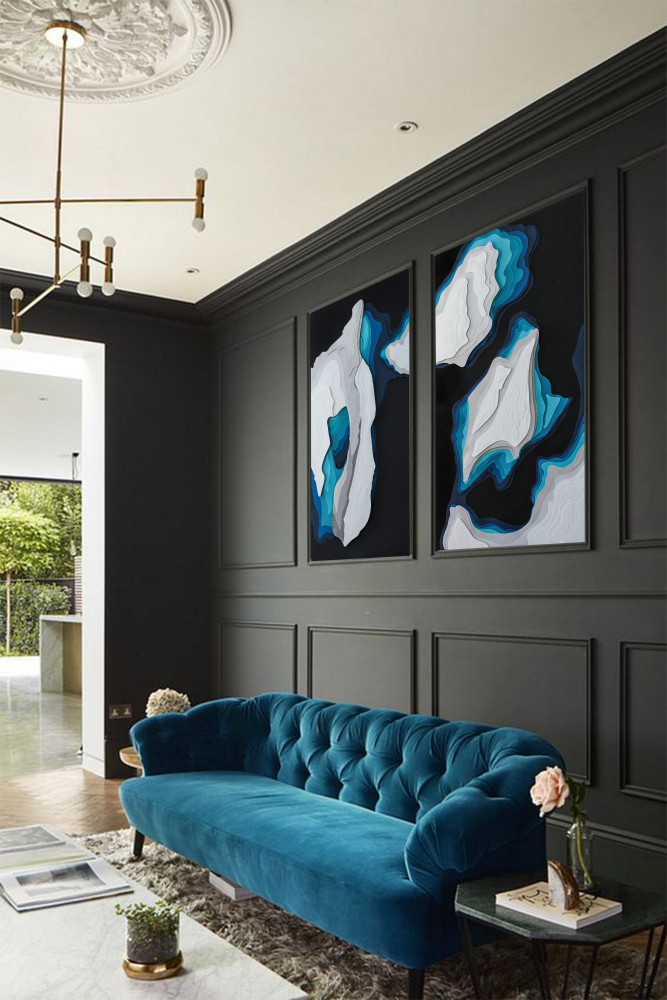 blue white pinart luxury interior