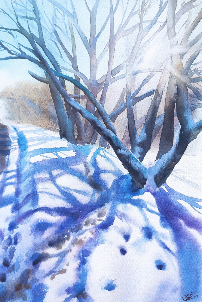 Winter shades Watercolor on paper