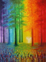 Angel in the rainbow forest