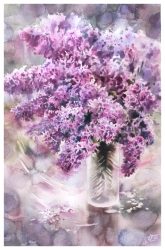 Lilac in the vase Watercolor painting