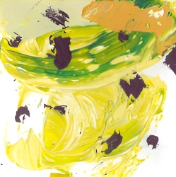 Expressive floral painting with purple and yellow tones by Emilia Milcheva Linked to Hoping by Emilia Milcheva