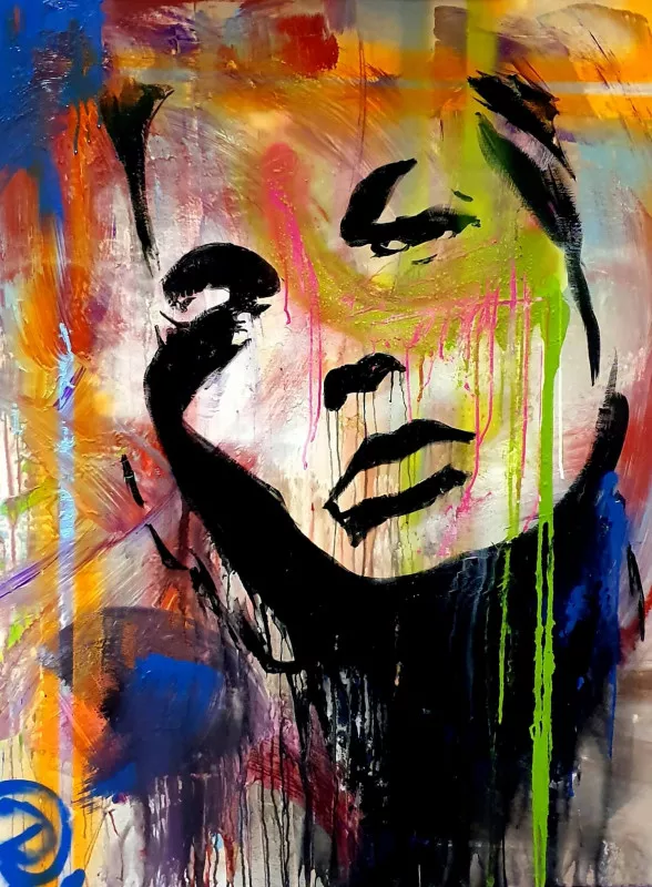 Amy Winehouse - colorful portrait pop art by Aliaksandra Tsesarskaya (2022)  : Painting Acrylic, Lacquer on Canvas - SINGULART